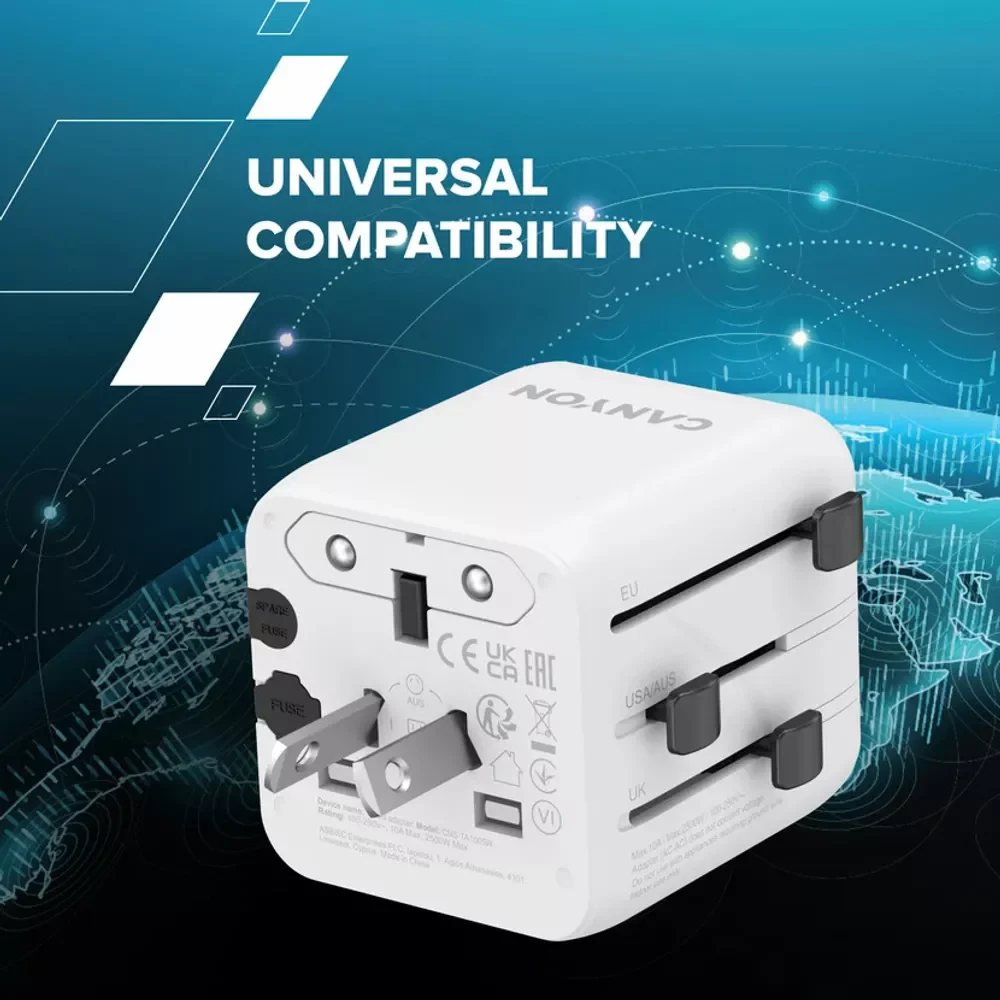 CANYON OnTour One Travel Adapter EU/UK/US/AUS White - Image 5