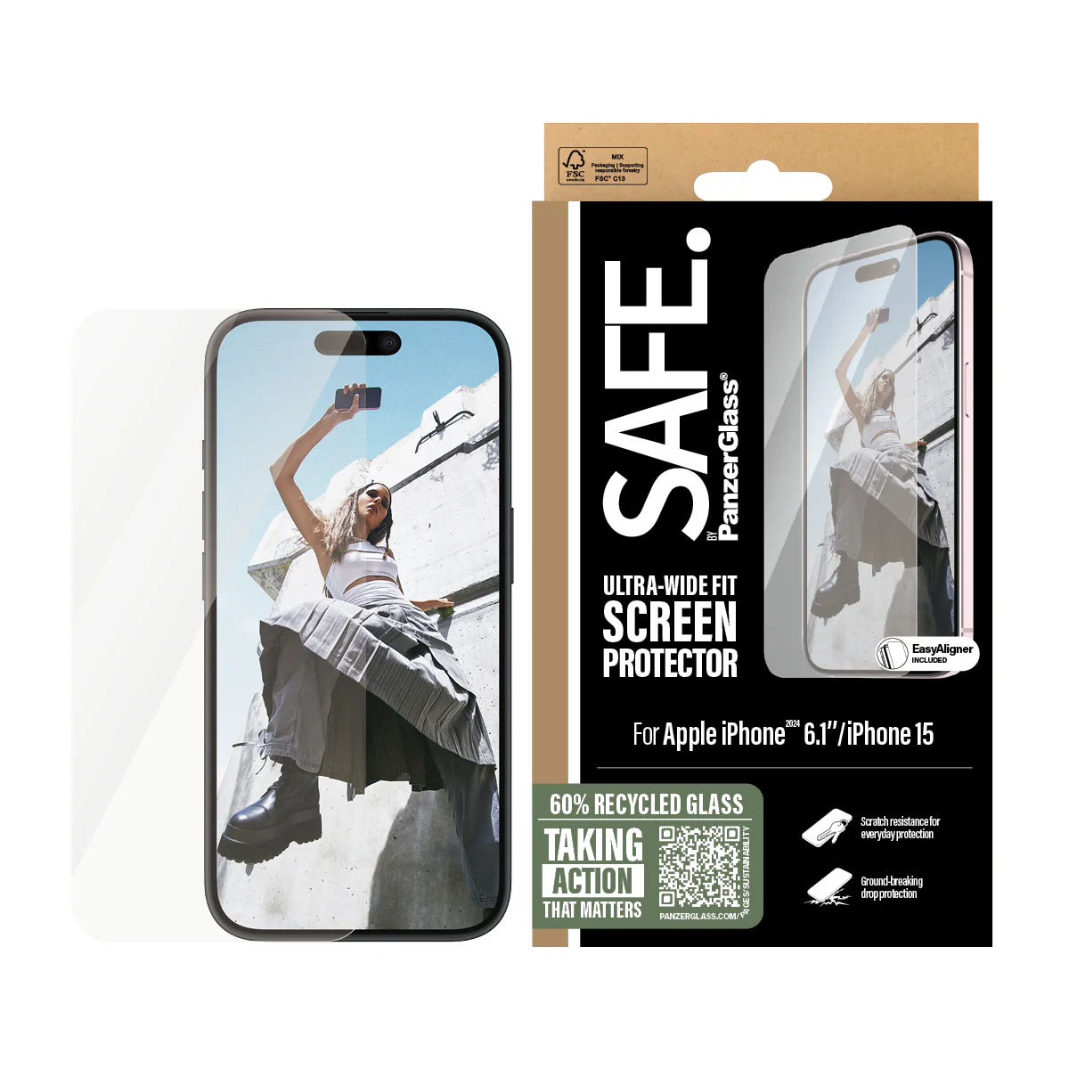 PanzerGlass SAFE Glass Ultra-Wide Screen Protector for iPhone 16 - Clear - Image 3