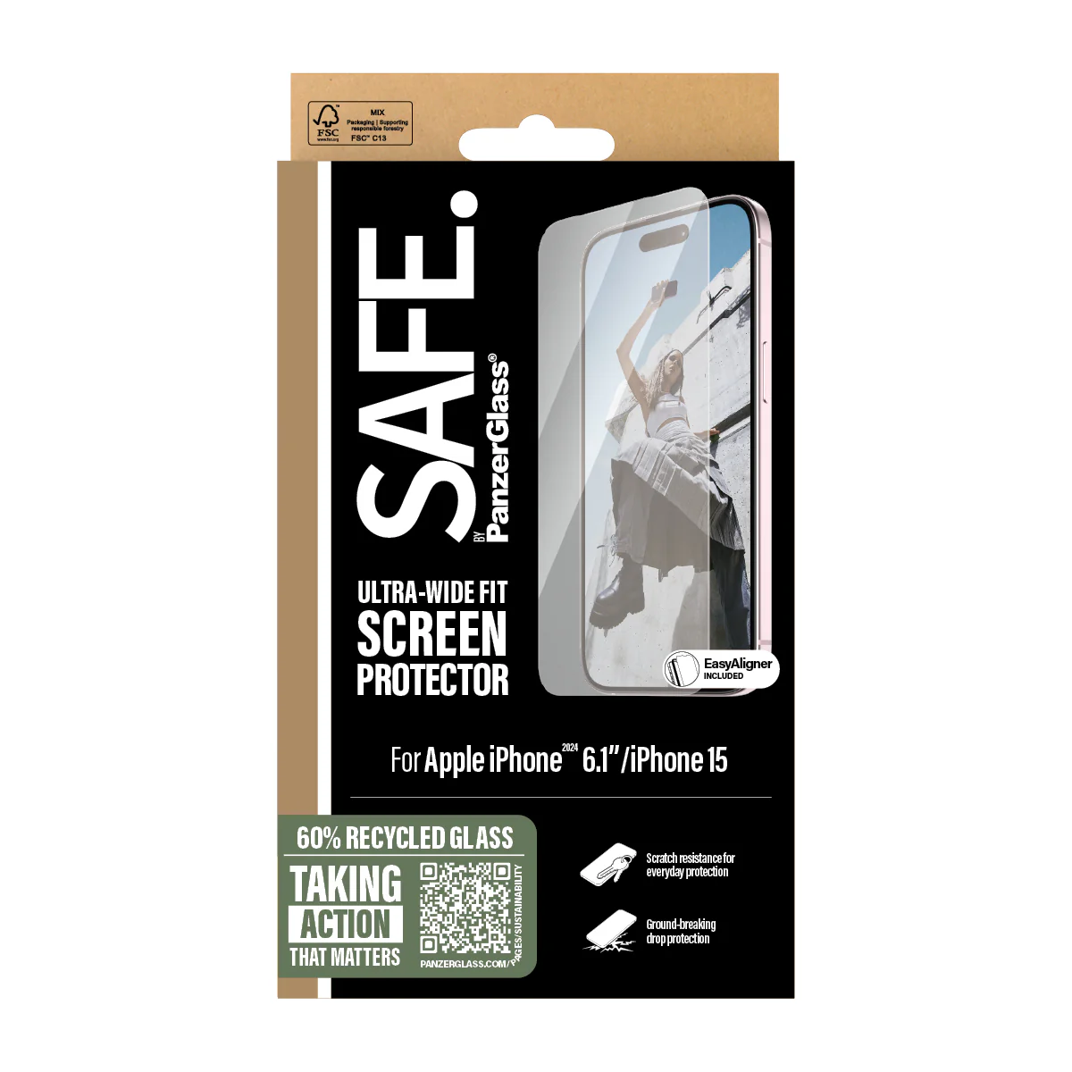 PanzerGlass SAFE Glass Ultra-Wide Screen Protector for iPhone 16 - Clear - Image 4
